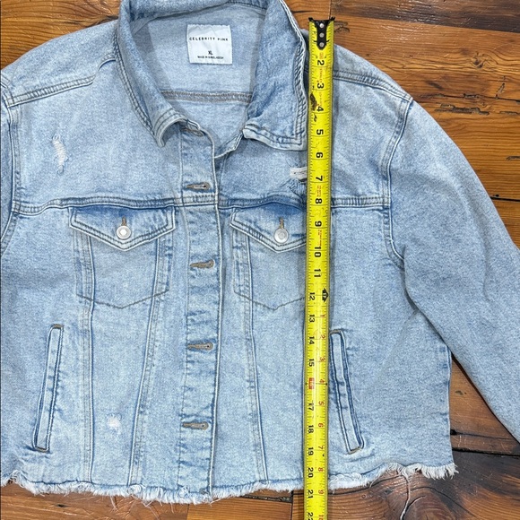 Celebrity Pink Light Blue Denim Distressed Cropped Jacket Size XL Extra Large - Picture 5 of 8